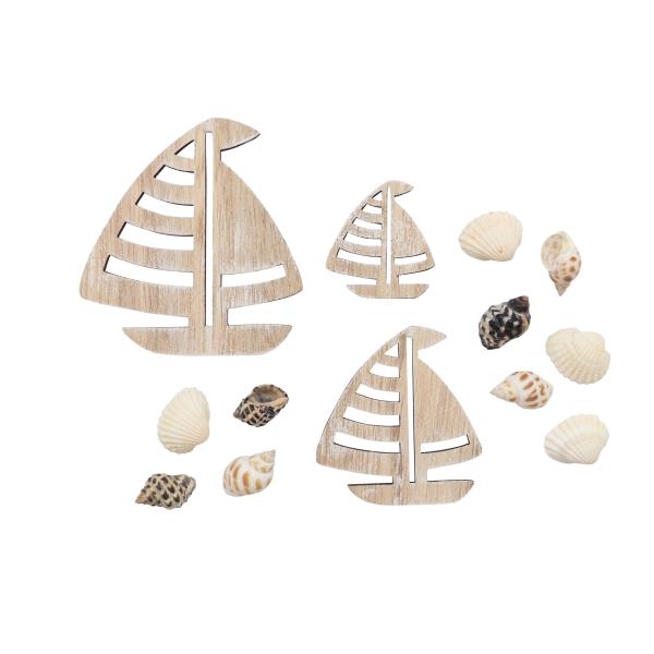 Streuteile mix, Segelschiff Holz, 4-8cm