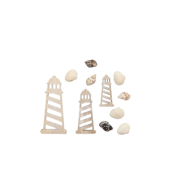 Streuteile mix, Leuchtturm Holz, 5-9cm