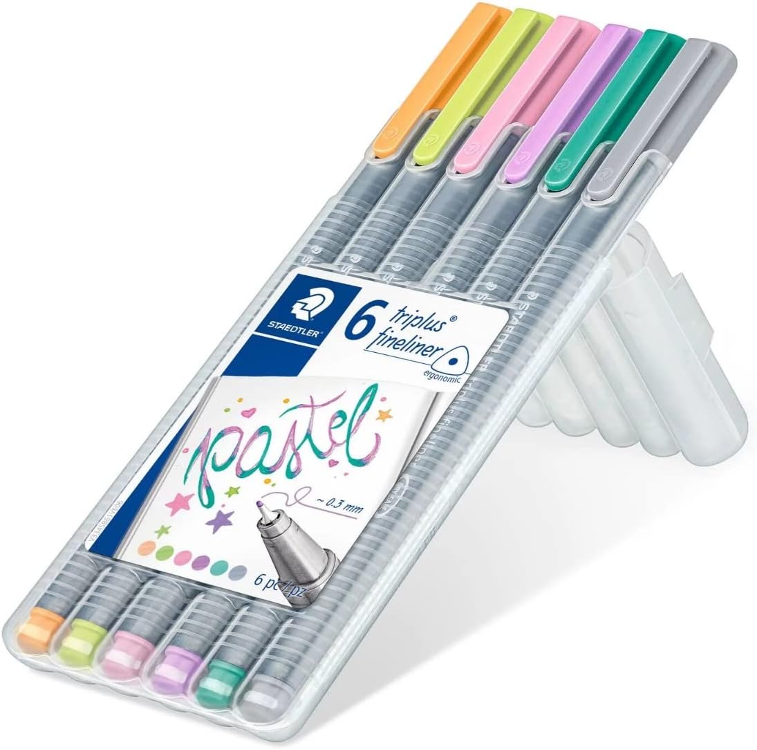 STAEDTLER Box mit 6 triplus fineliner in sortierten Farben, Pastell - Kidis Art