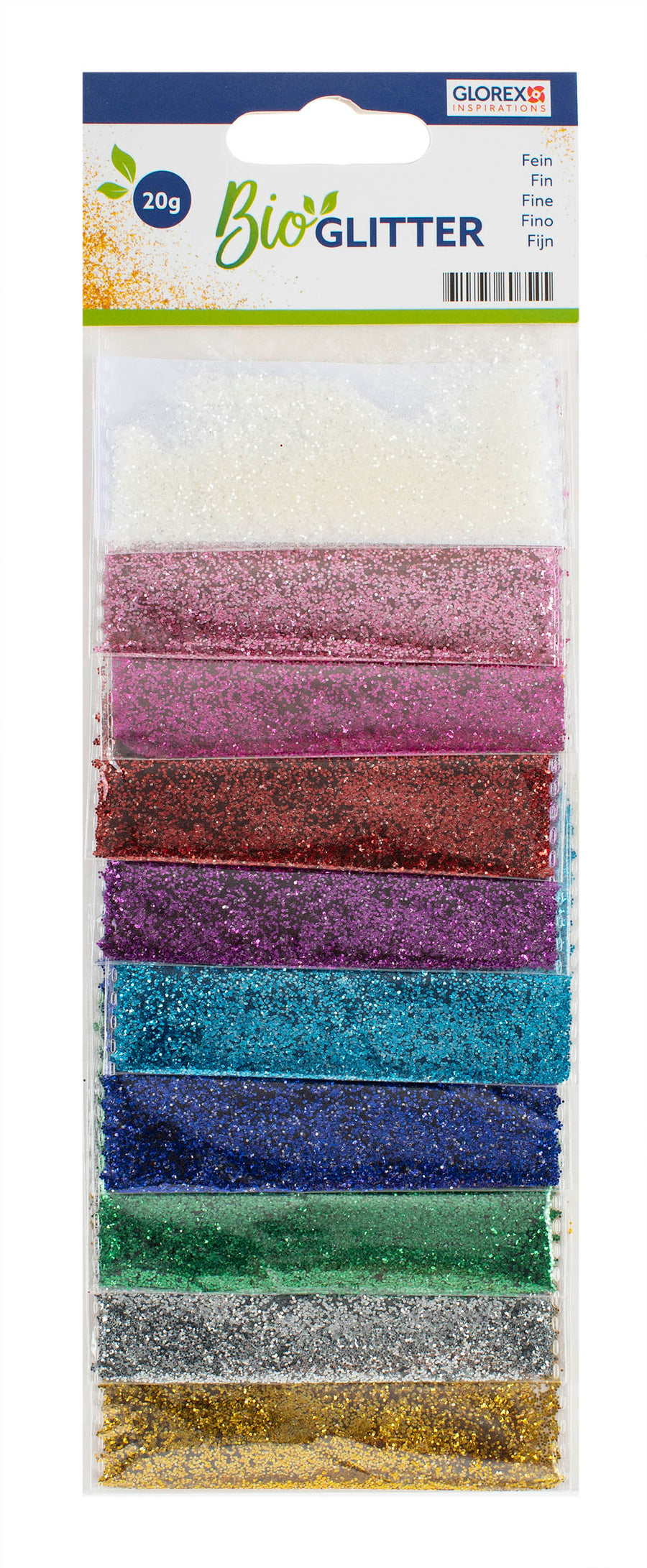 Bio Glitter fein, 10Fb., 20g bunt - Kidis Art