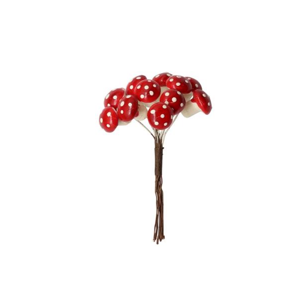 Deko Pilze mit Draht rot 12St. 1,6x2cm