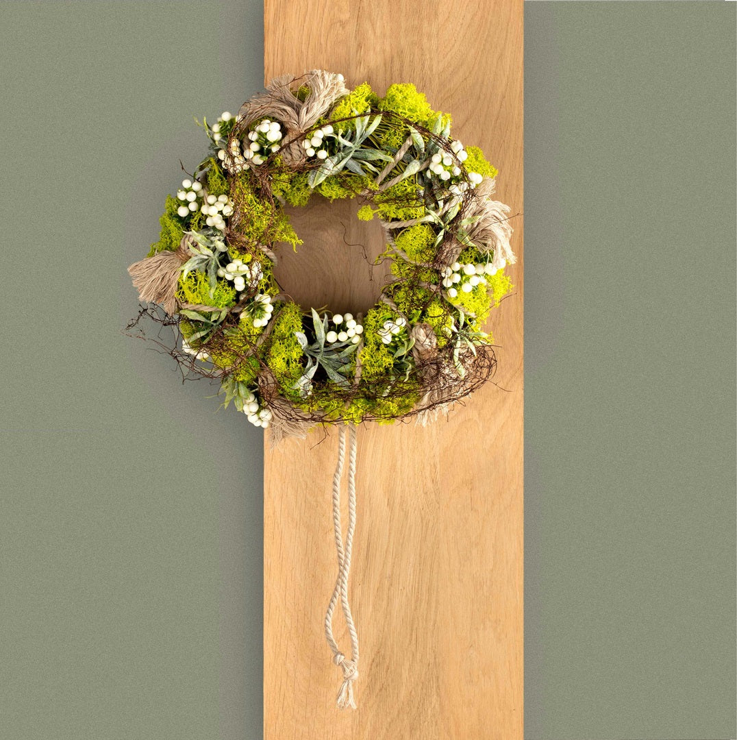 Branche de baies, blanche 14 cm