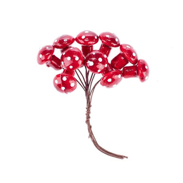 Deko-Pilze, rot, 1 Bund 1,6x2cm