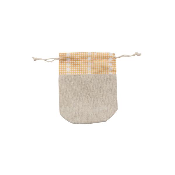Stoffbeutel, 40% BW,60% Poly. 10x13x4cm, gelb/ natur