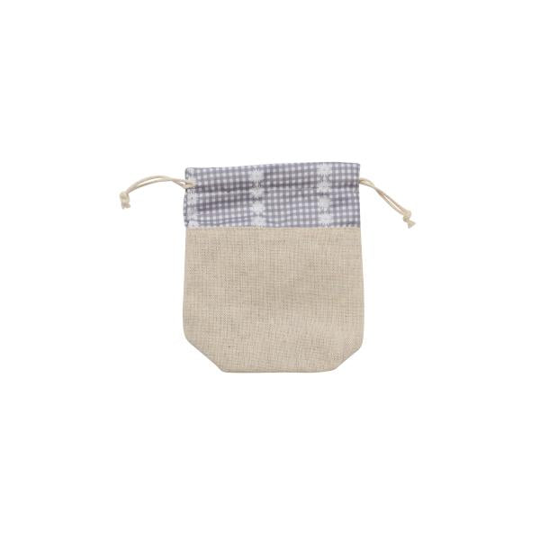 Stoffbeutel, 40% BW,60% Poly. 10x13x4cm, grau/ natur