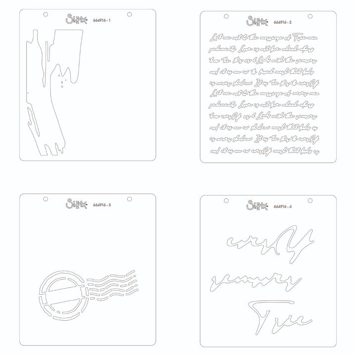 Schablone 4Stück - Scroll Text