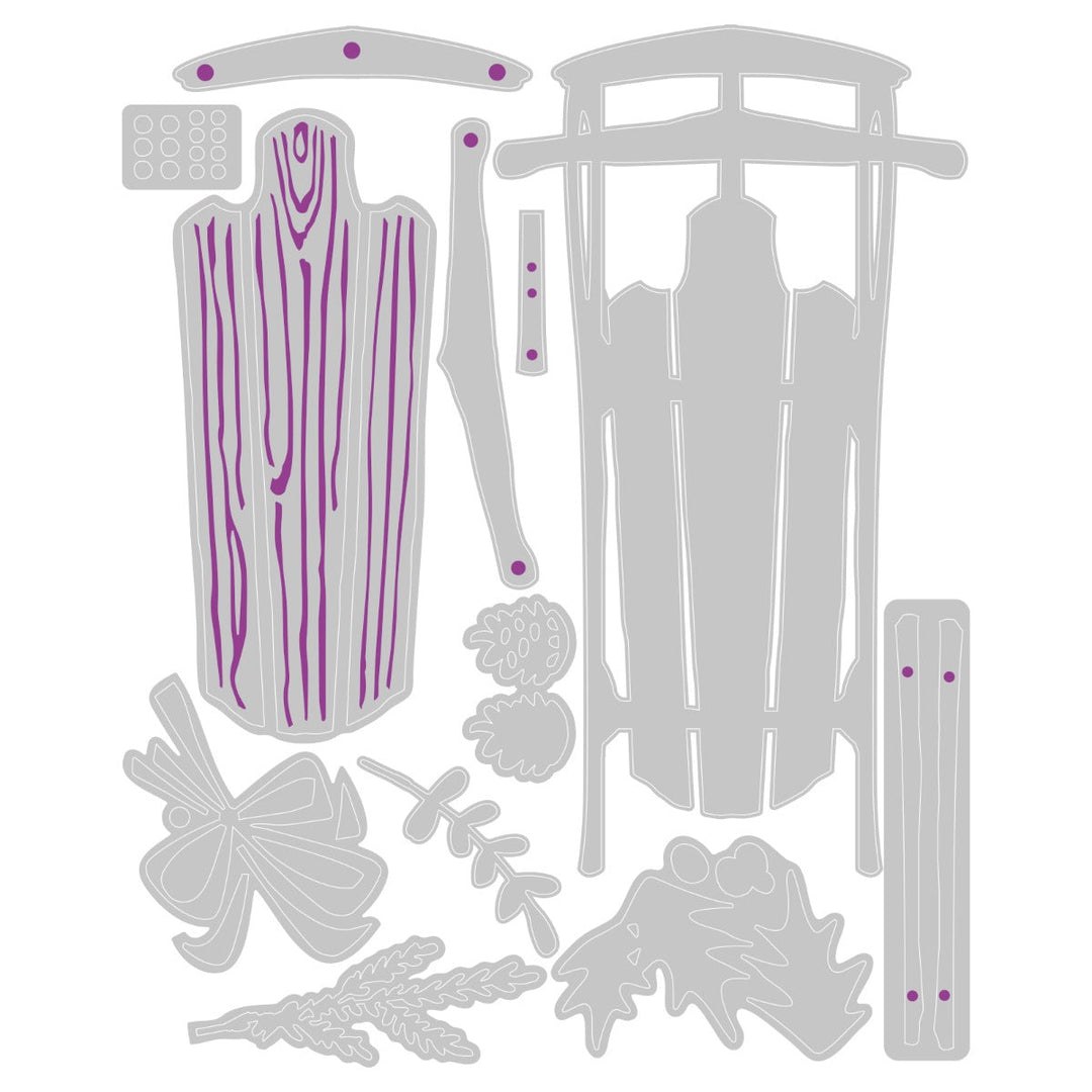 Stanzset 12 Stück - Vintage Schlitten by Tim Holtz