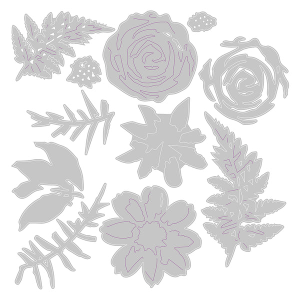 Ensemble de matrices Thinlits, 11 pièces - Fleurs et fougères