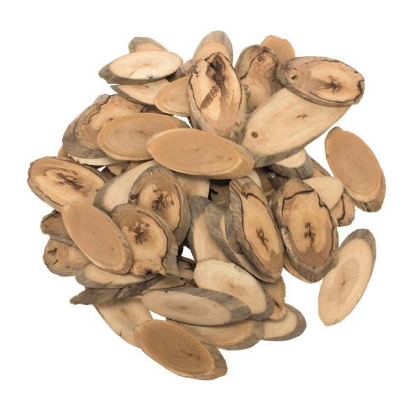 Holzscheiben, oval, 350g sort. 5-12cm