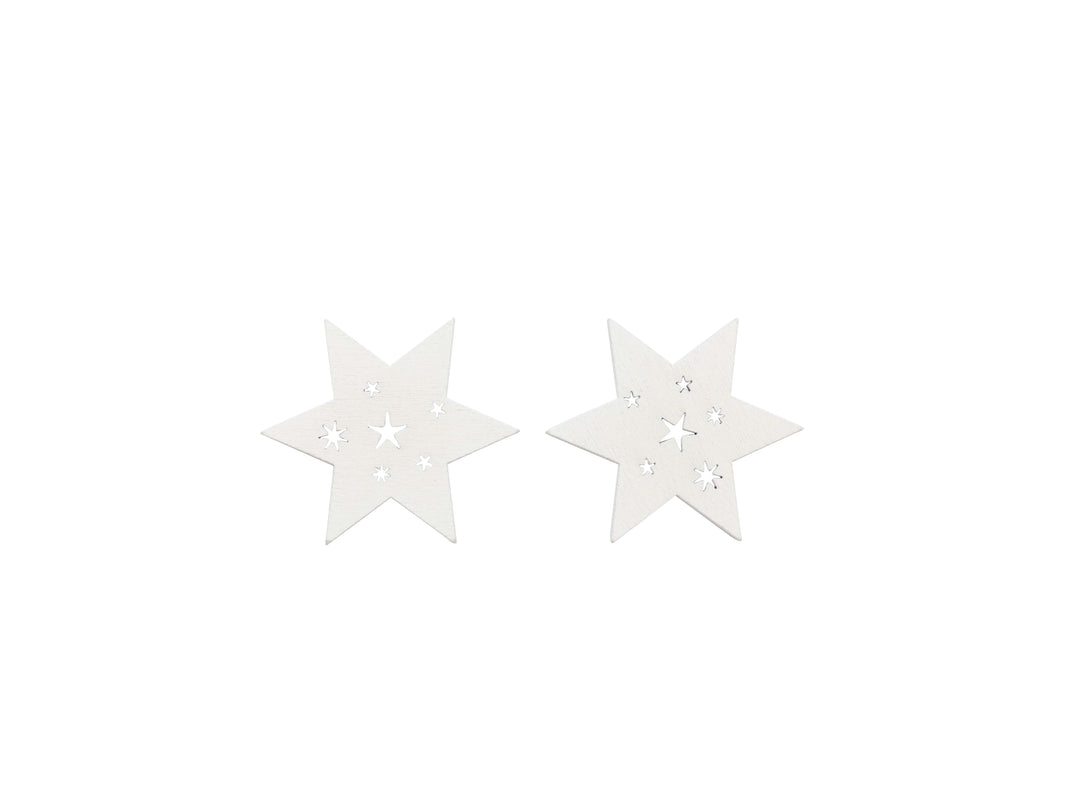 Streuteile Stern, weiss, Holz