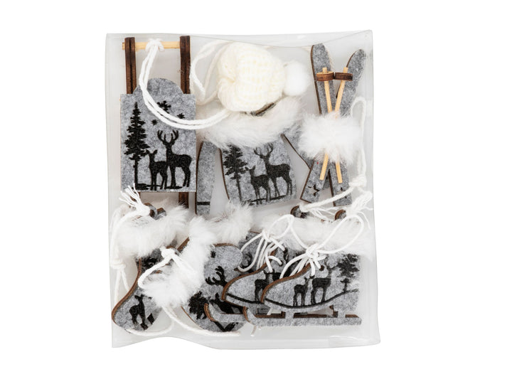 Winterdeko Set, grau