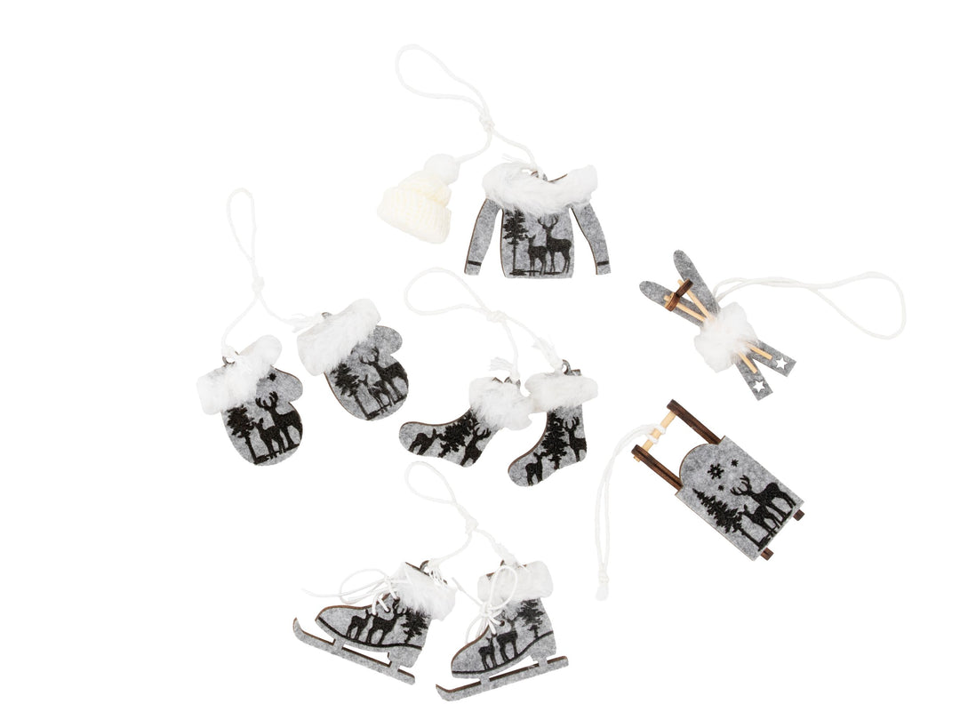 Winterdeko Set, grau