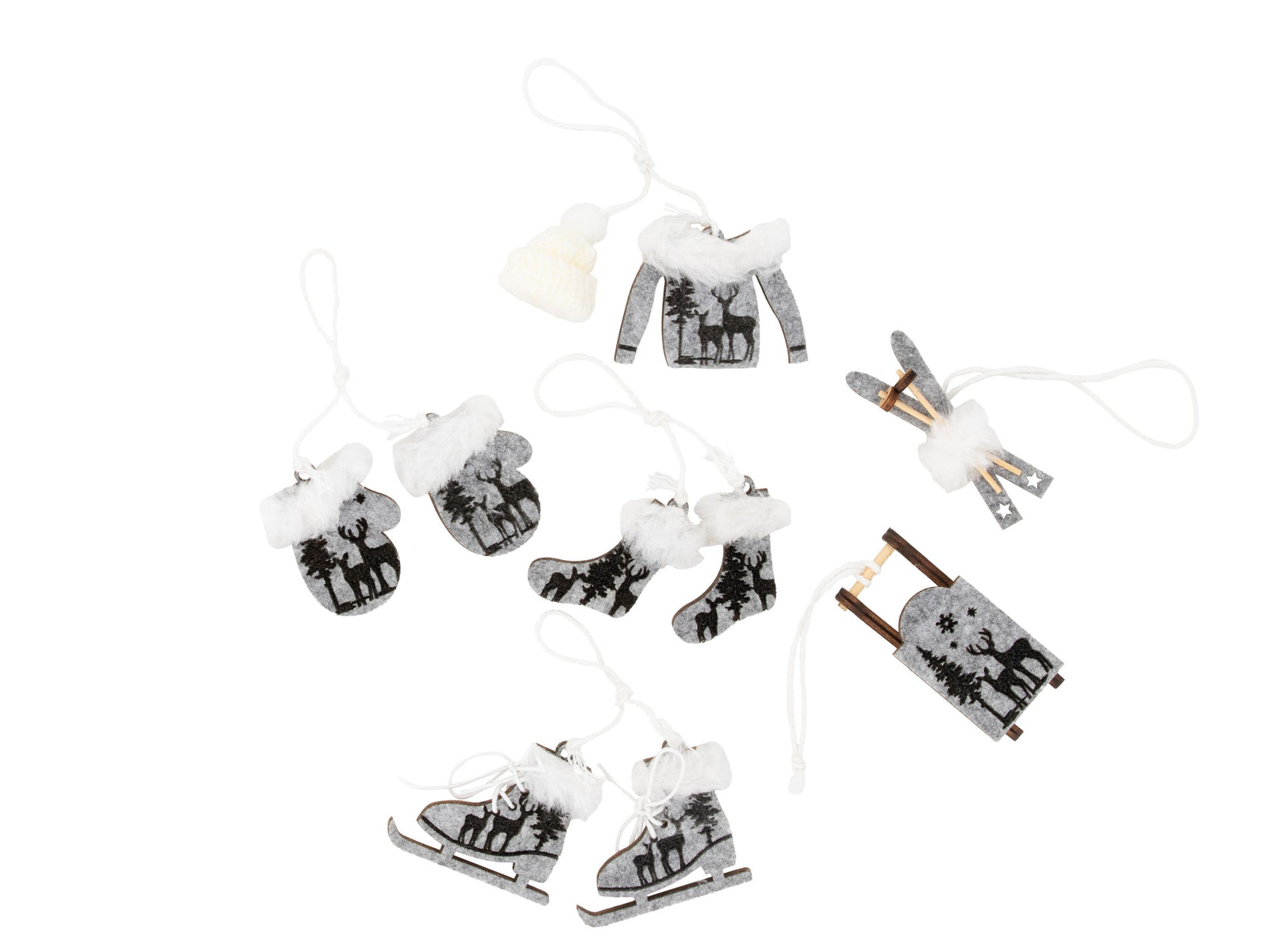Winterdeko Set, grau