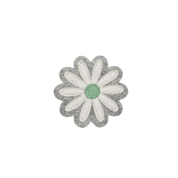 Filzblume, grau/weiss/grün 10cm
