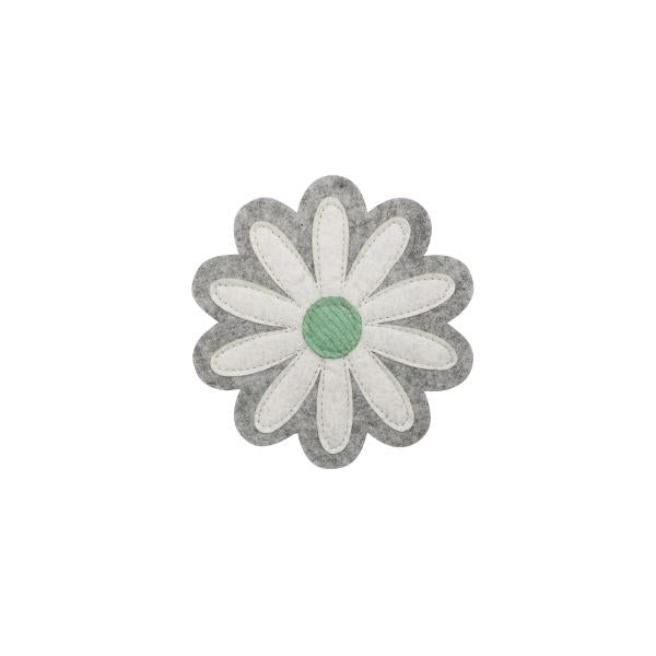 Filzblume, grau/weiss/grün 15cm