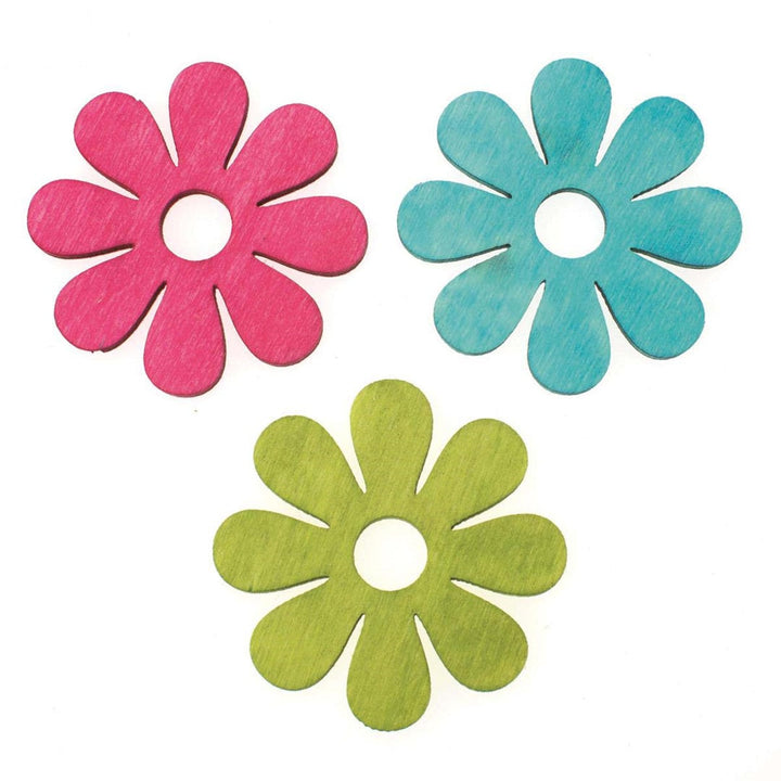 Blumen Holz bunt gemischt 12St 4cm