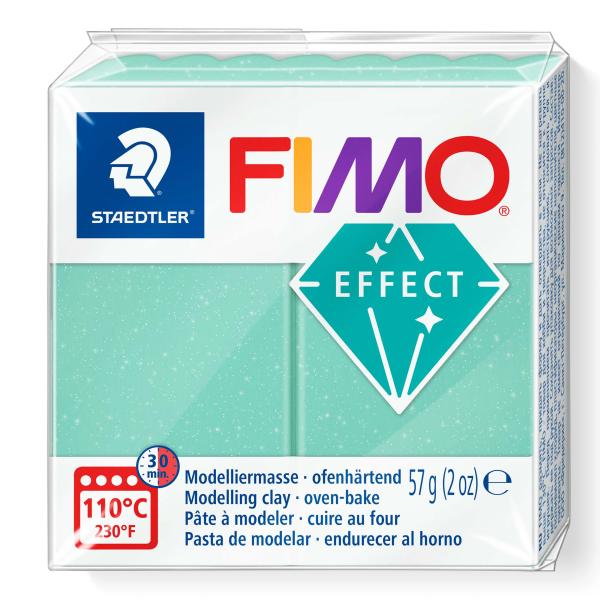 Fimo effect 57g jade green transparent / pearl