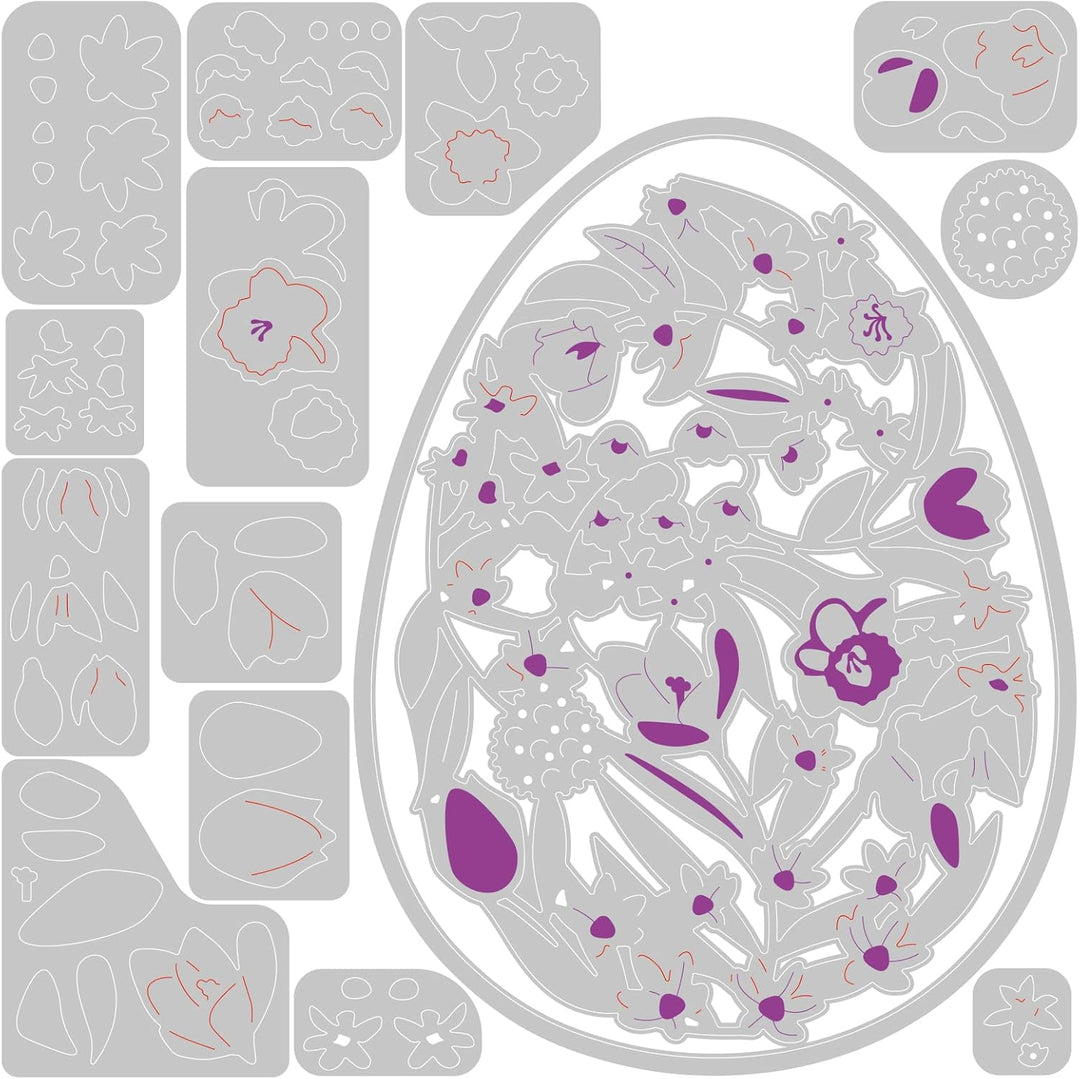 Thinlits Stanzset 15 Stück - Florales Osterei by Jenna Rushforth