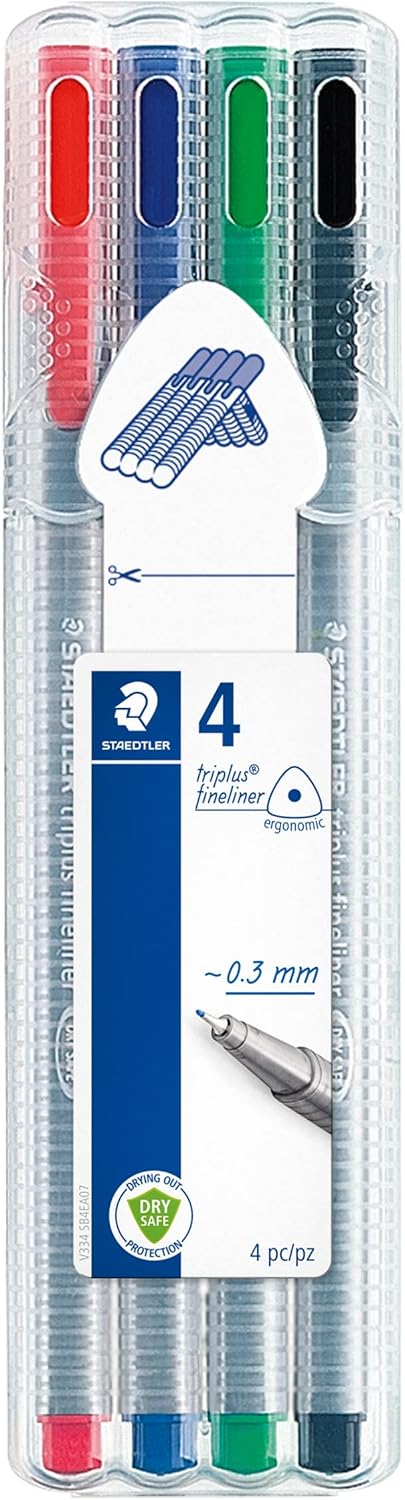 STAEDTLER Box mit 4 triplus fineliner in sortierten Farben