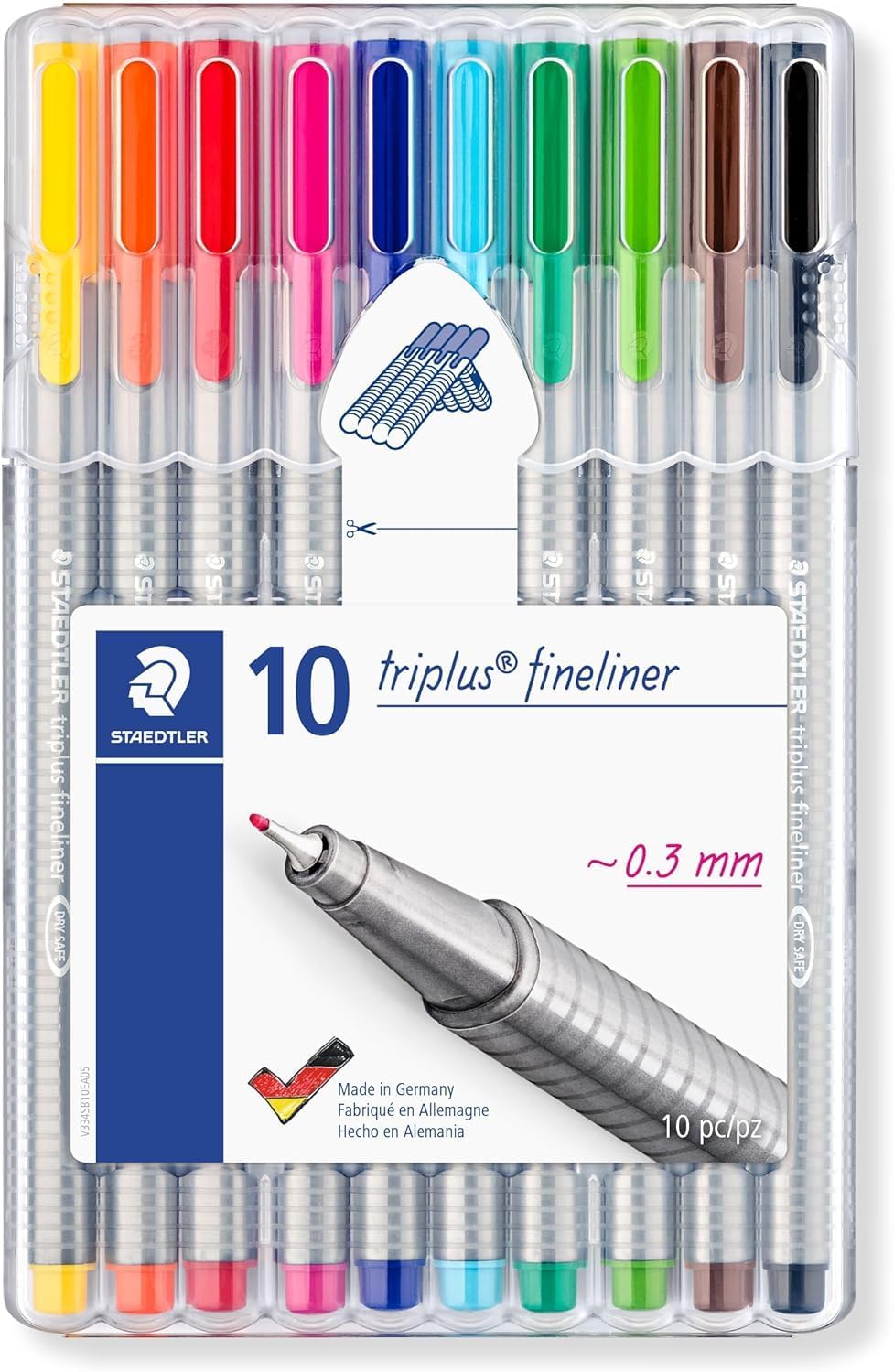 STAEDTLER Box mit 10 triplus fineliner in sortierten Farben