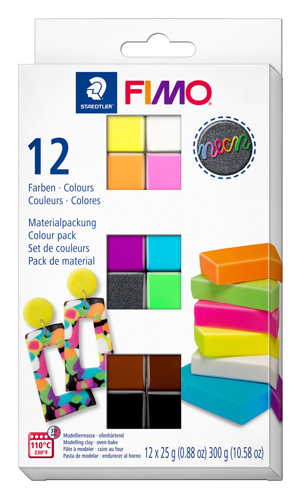 FIMO Soft Materialpackung 12 Farben Neon - Kidis Art