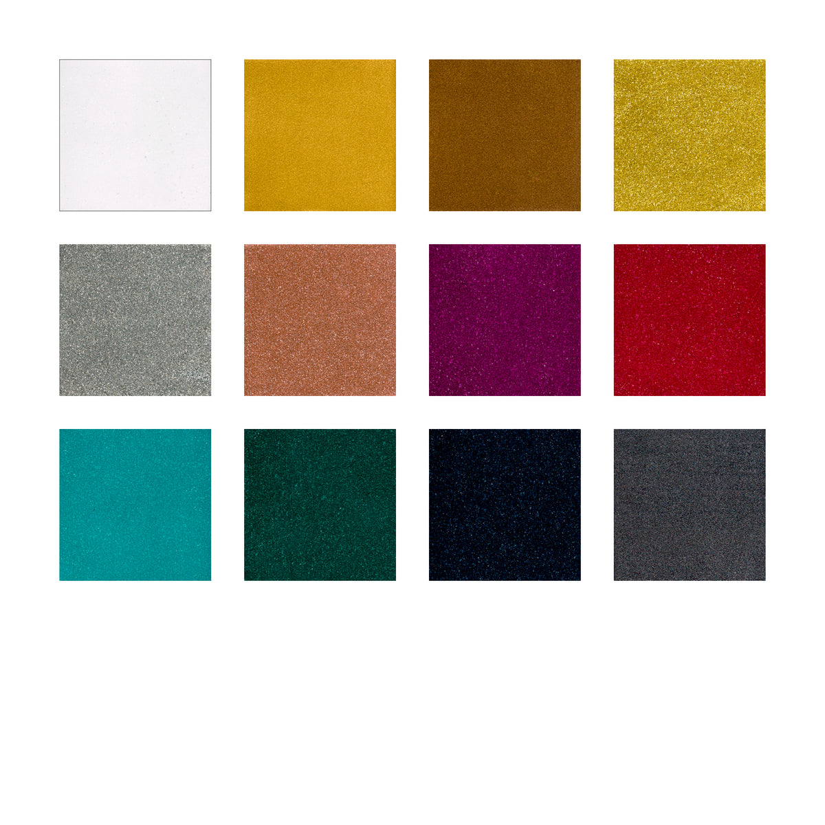 FIMO Sparkle Farbtafel mit glitzernden Proben der 12er Materialpackung