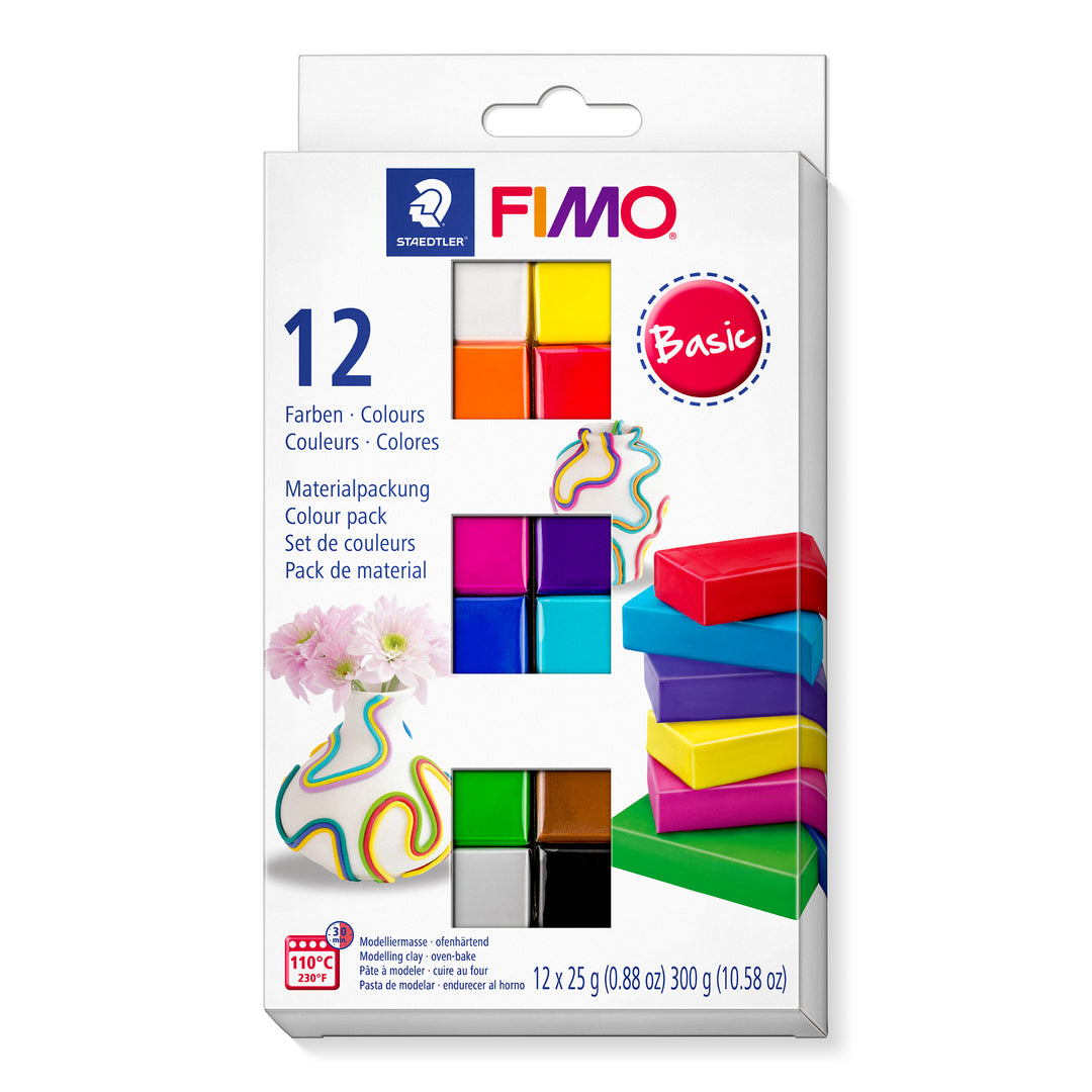 FIMO Soft Materialpackung 12 Farben Basic - Kidis Art