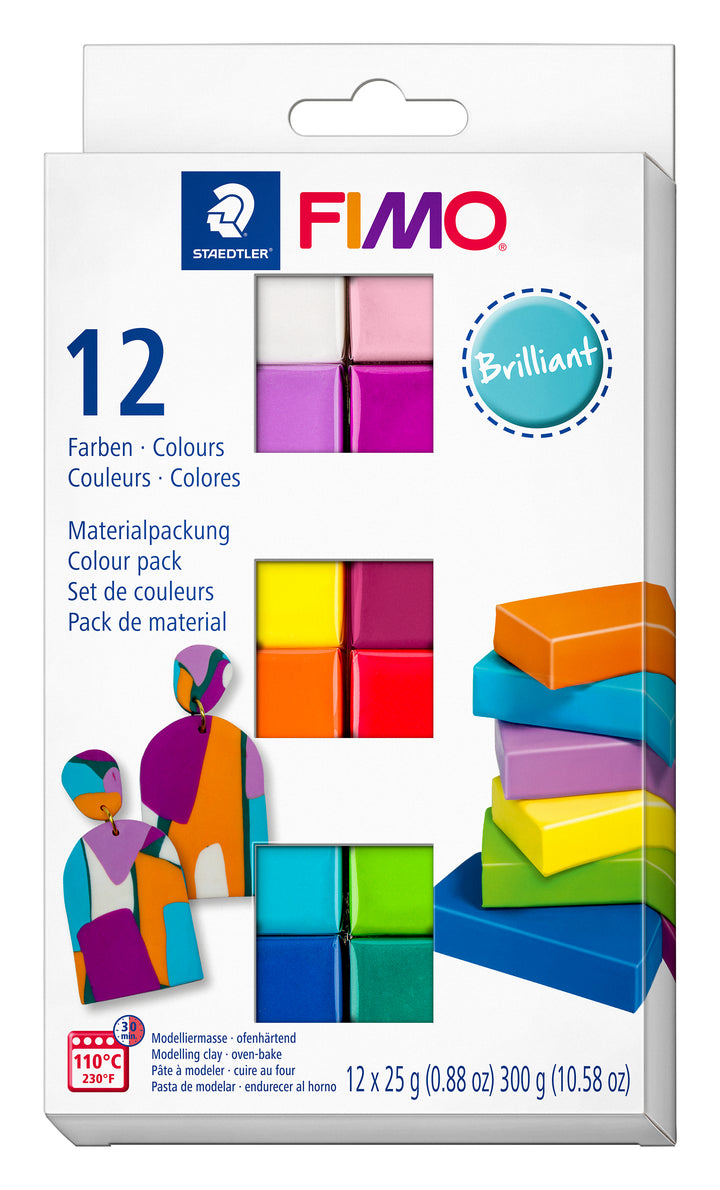 FIMO Soft Materialpackung 12 Farben Brilliant - Kidis Art