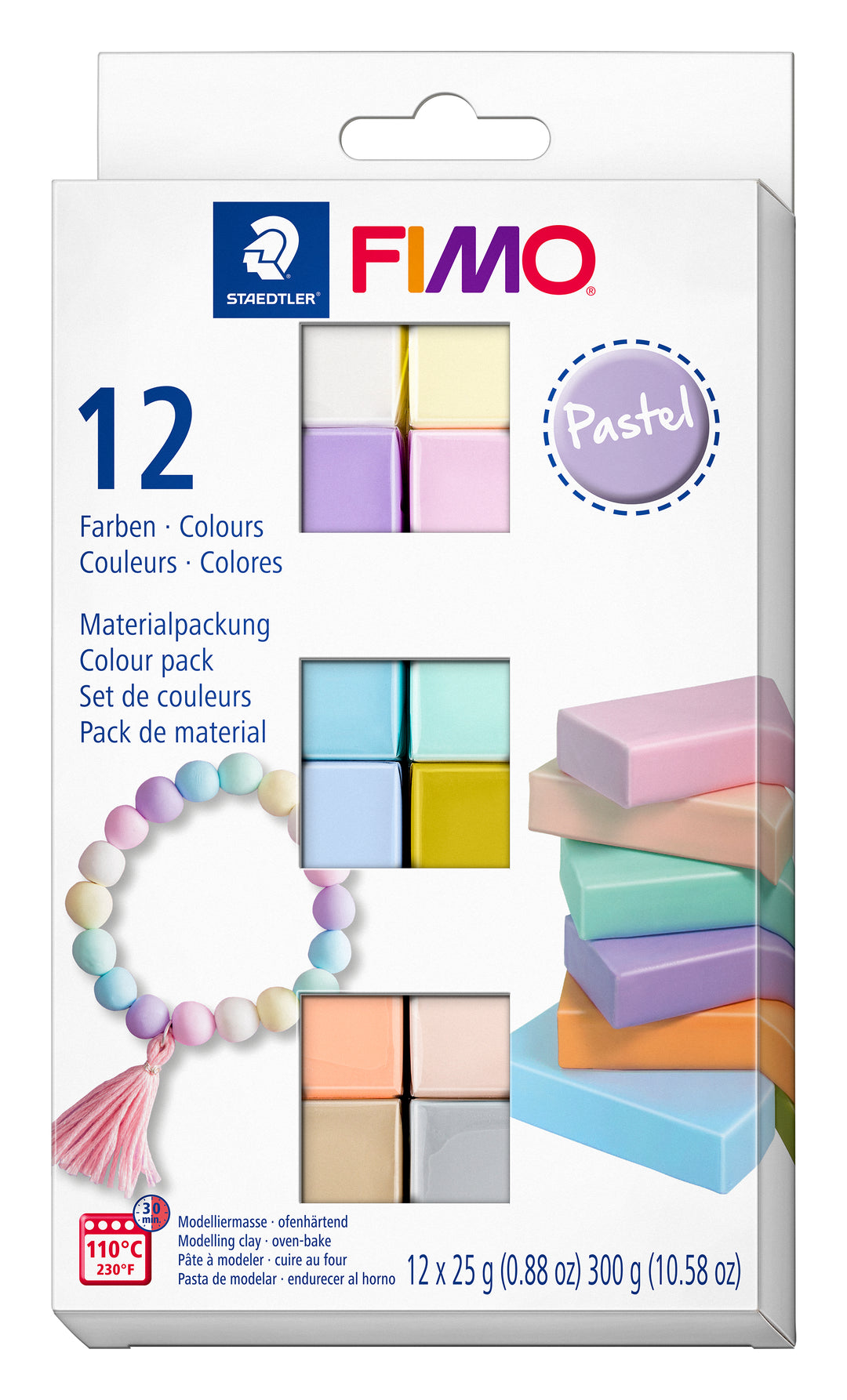 FIMO Soft Materialpackung 12 Farben Pastel - Kidis Art