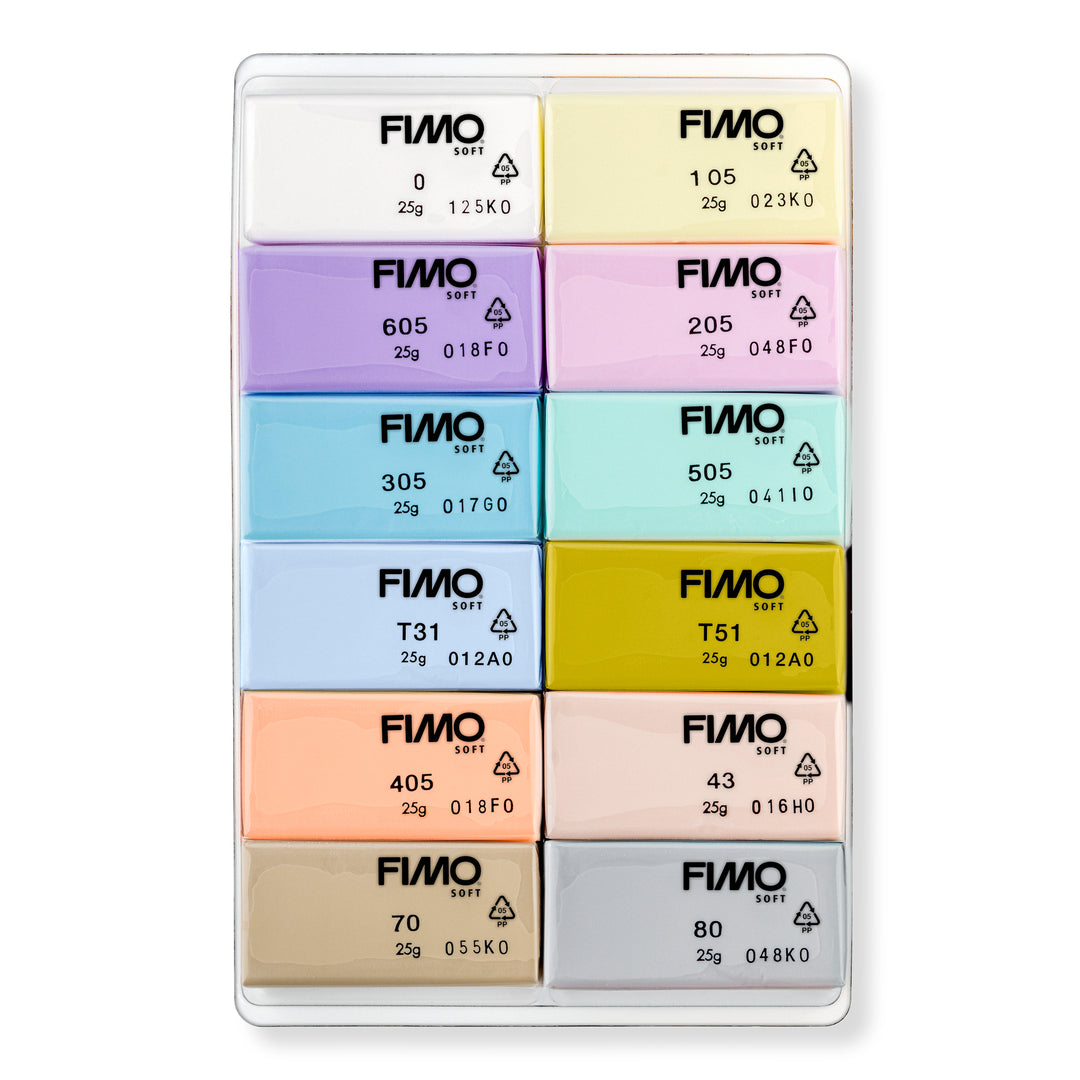 FIMO Soft Materialpackung 12 Farben Pastel - Kidis Art