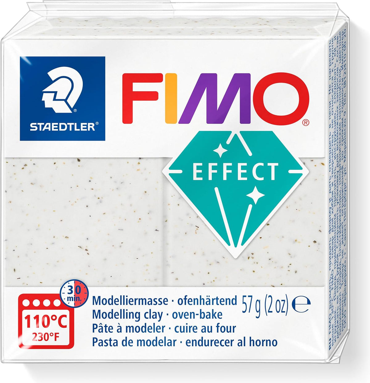 Staedtler FIMO Effect 57g Verpackung mit goldenen und dunklen Pflanzenpartikeln