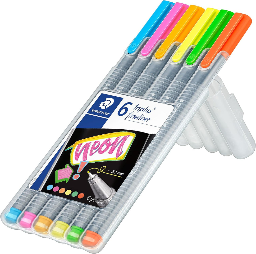 STAEDTLER Box mit 6 triplus fineliner in sortierten Farben, Neon