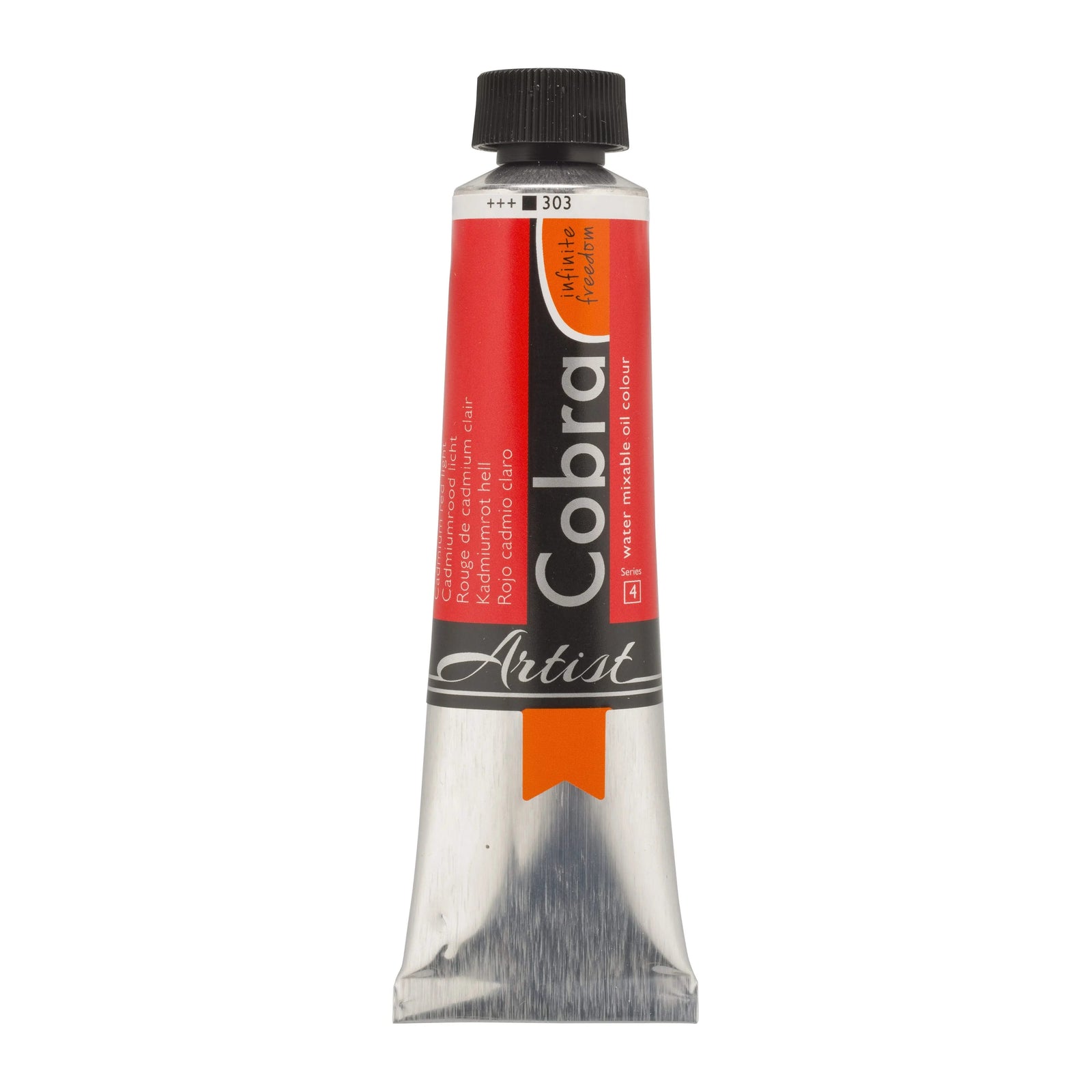 Cobra Artist Wassermischbare Ölfarbe Tube 40 ml Kadmiumrot Hell 303 - Kidis Art