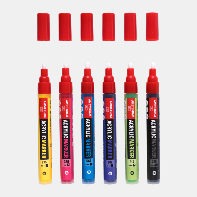 Amsterdam Acrylmarker Einsteigerset | 6 Farben Amsterdam