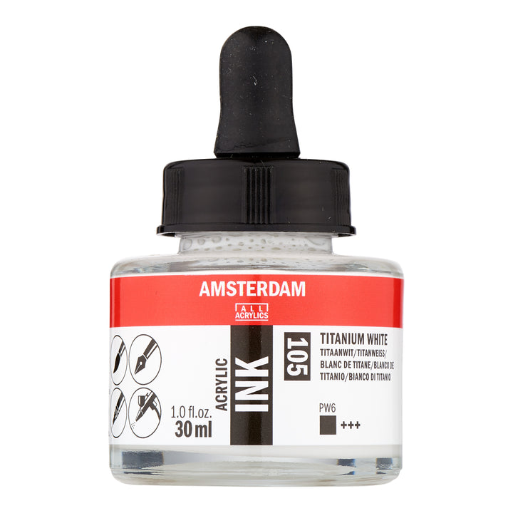 Amsterdam Acrylic Tinte Flasche 30 ml Titanweiß 105