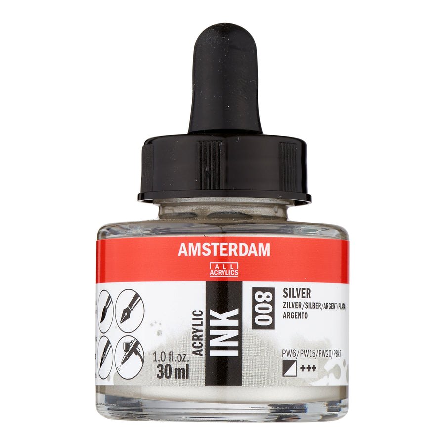 Amsterdam Acrylic Tinte Flasche 30 ml Silber 800