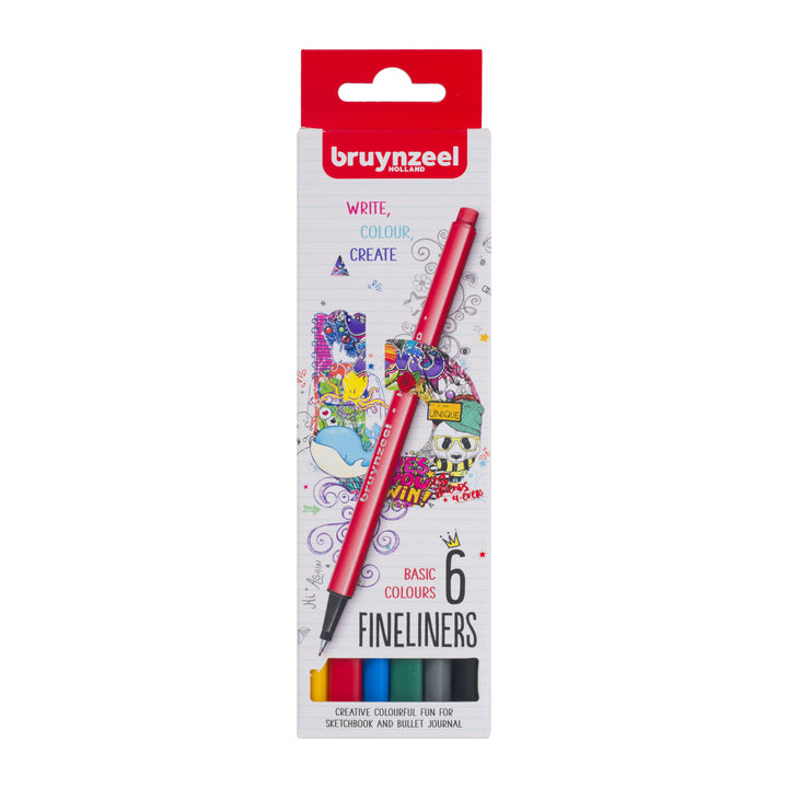 Bruynzeel Fineliner Set Basis 6 Farben
