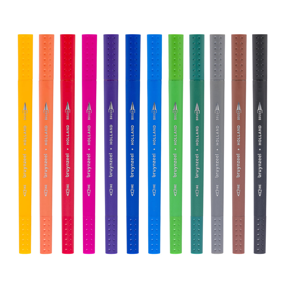 Bruynzeel Creatives  Fineliner/Pinselstifte Set 12 Farben Bruynzeel
