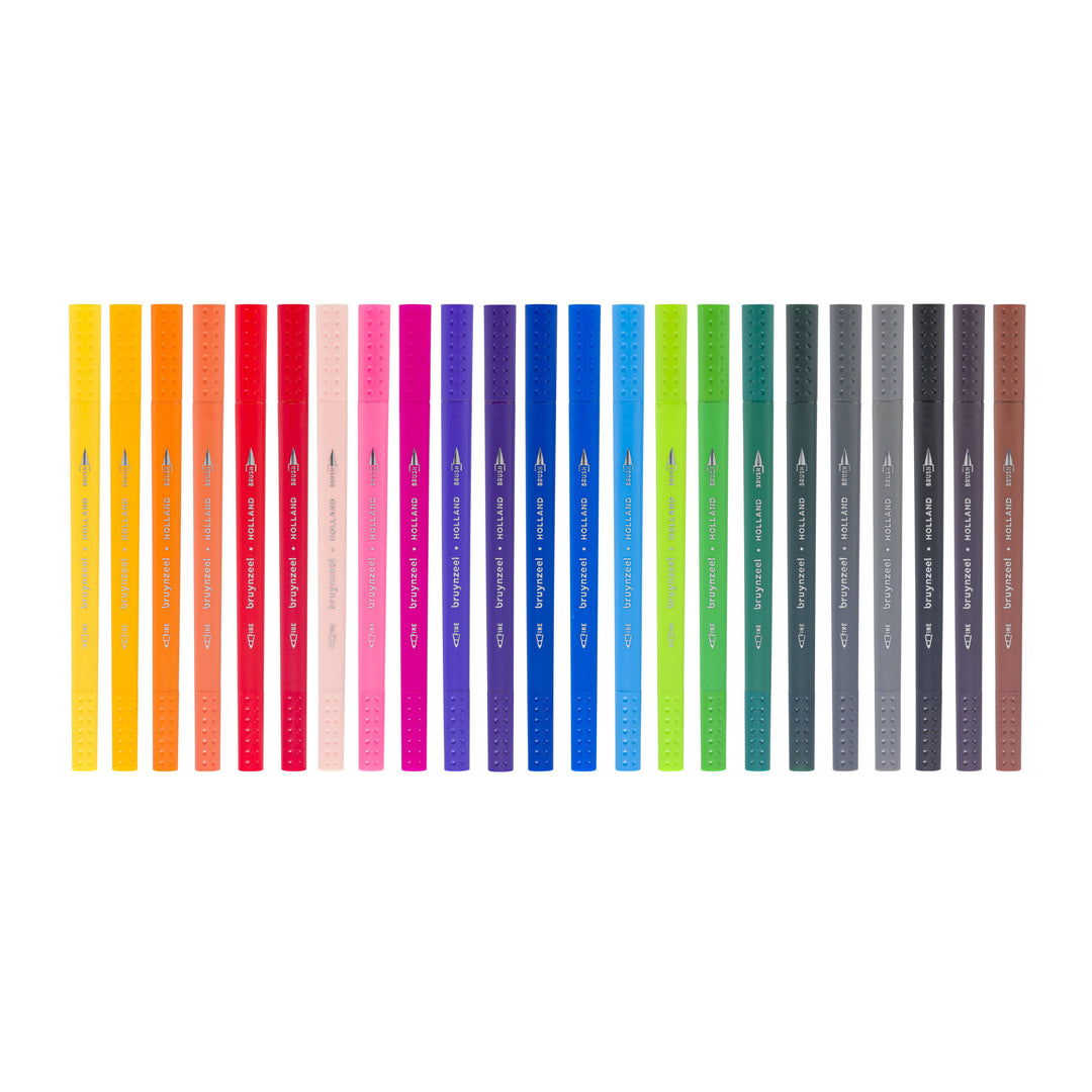 Bruynzeel Creatives Fineliner/Pinselstifte Set 24 Farben Bruynzeel