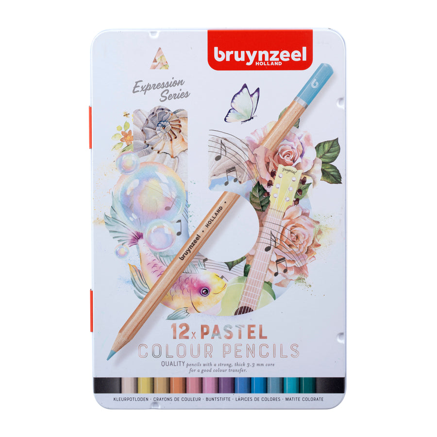Bruynzeel Expression Farbstifte Pastellfarben Metalletui 12 Stück
