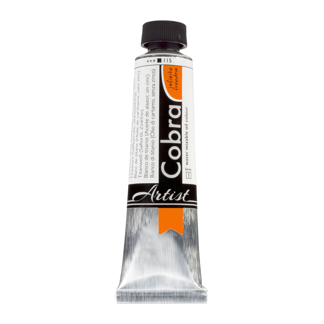 Cobra Artist Wassermischbare Ölfarbe Tube 40 ml Titanweiss (Safloröl, Ohne Zink) 115