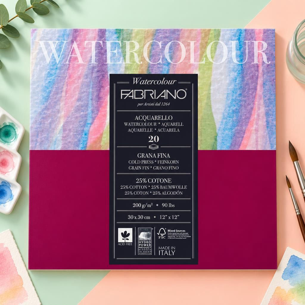 Generiert: [8e1d73e1-f6c1-44b1-bb64-55aef6fc293c] Hauptbild – Fabriano Watercolour cold pressed Block - 30x30cm - 200g - 20 Blatt