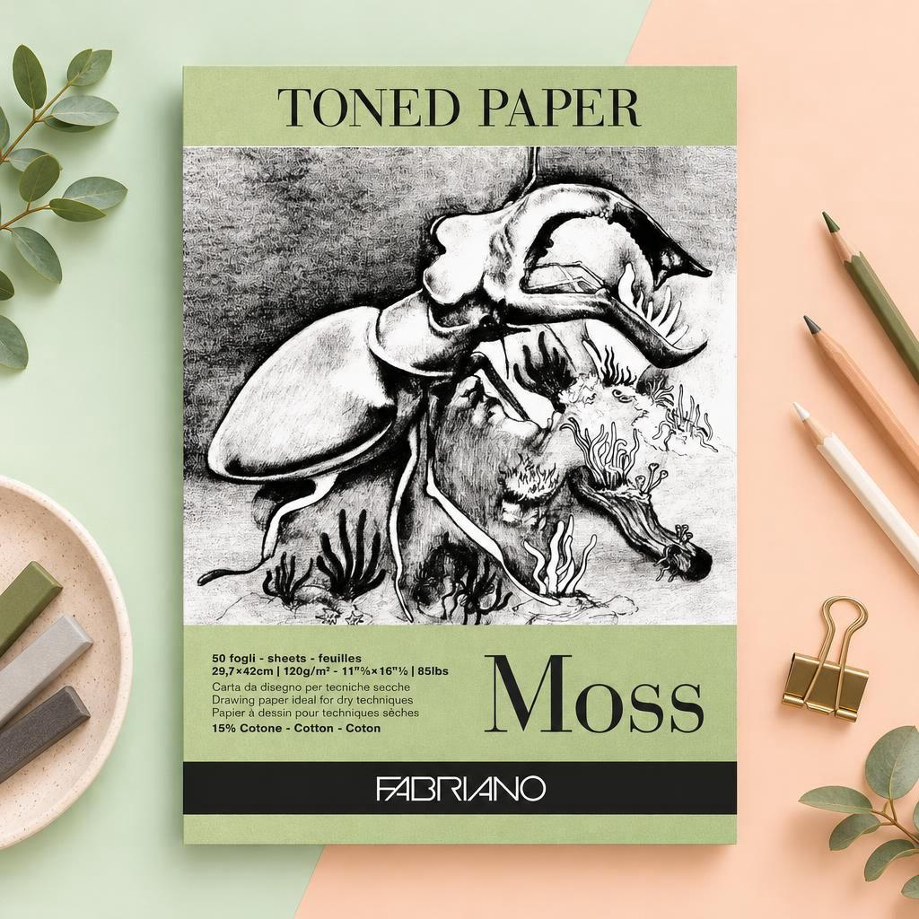 Generiert: [8e8c1ce3-0b39-44e1-89fc-1e787840b39f] Hauptbild – Fabriano Toned Paper Block moss - A3 - 120g - 50 Blatt