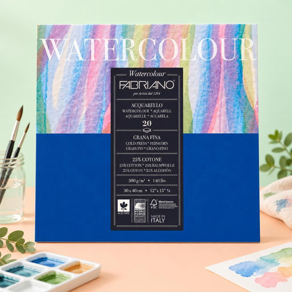 Generiert: [9089a419-69b9-4f67-bf83-75b3ec8706ef] Hauptbild – Fabriano Watercolour cold pressed Block - 30x40cm - 300g - 20 Blatt