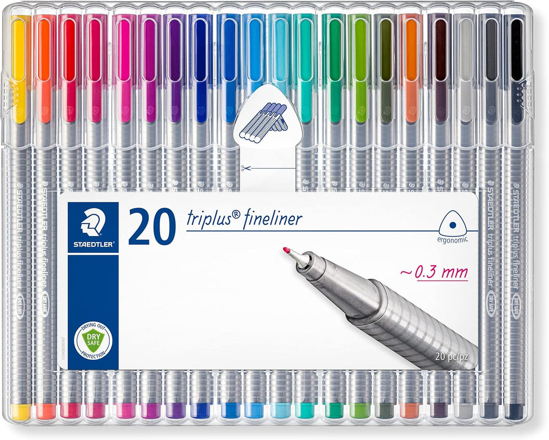 STAEDTLER Box mit 20 triplus fineliner in sortierten Farben