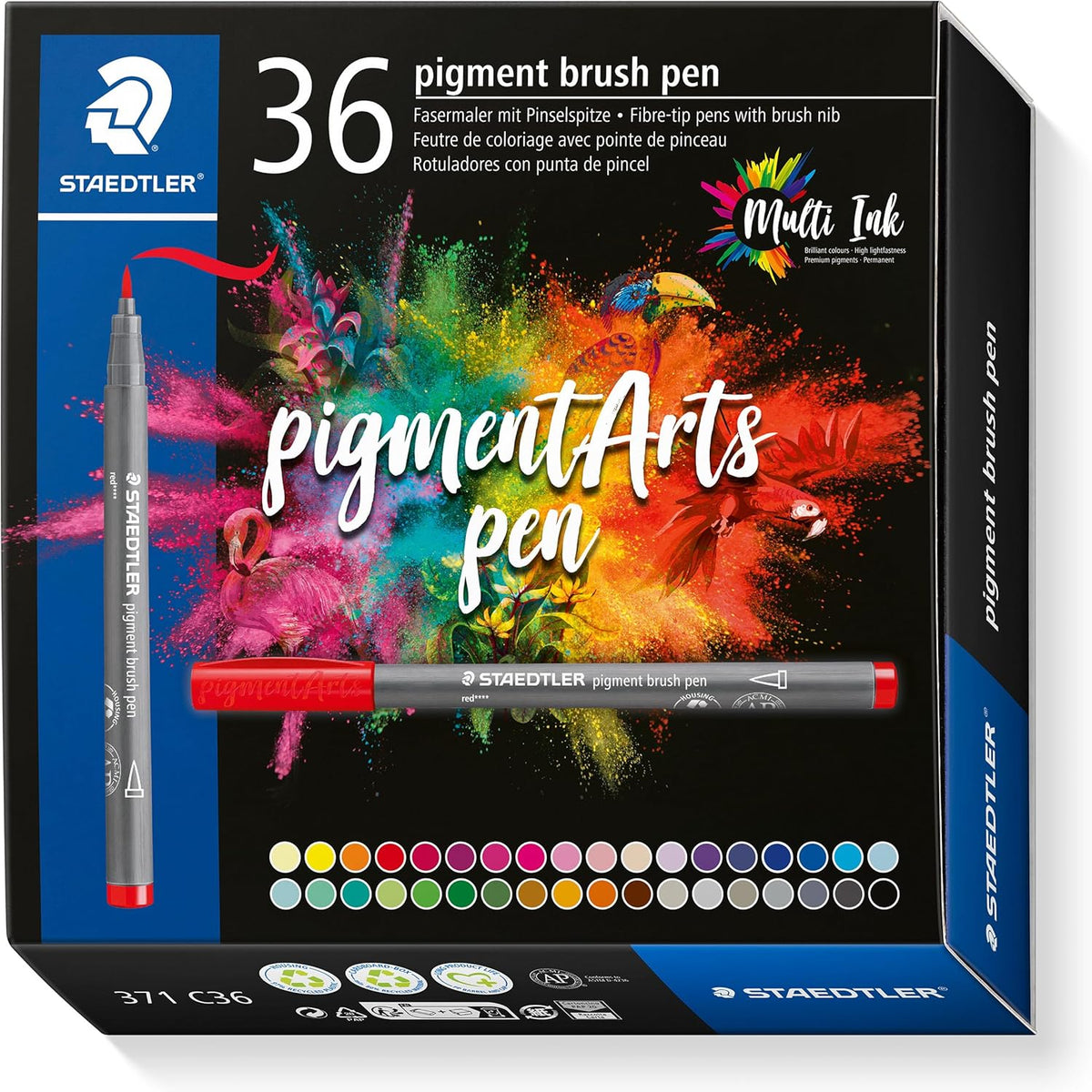 Kartonetui mit 36 pigment brush pen in sortierten Farben - Kidis Art
