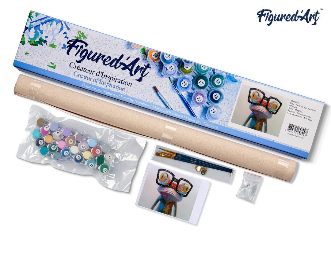 Malen nach Zahlen 40x50cm ohne Keilrahmen Figured’Art Frosch mit Brille