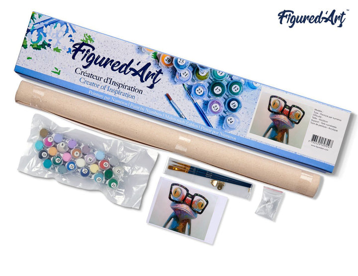 Malen nach Zahlen 40x50cm ohne Keilrahmen Figured’Art Frosch mit Brille