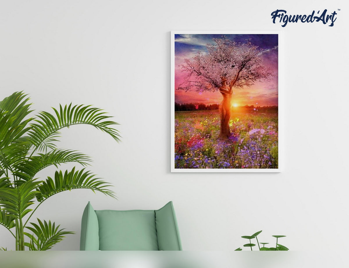 Malen nach Zahlen 40x50cm ohne Keilrahmen Figured’Art Baum mit Frau - Kidis Art