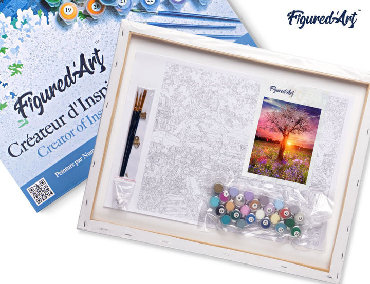 Malen nach Zahlen 40x50cm auf Keilrahmen gespannt Figured’Art Baum mit Frau